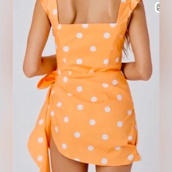 FOR LOVE & LEMONS TANGERINE AUBURN SARONG MINI DRESS , sz : medium - Picture 4 of 15